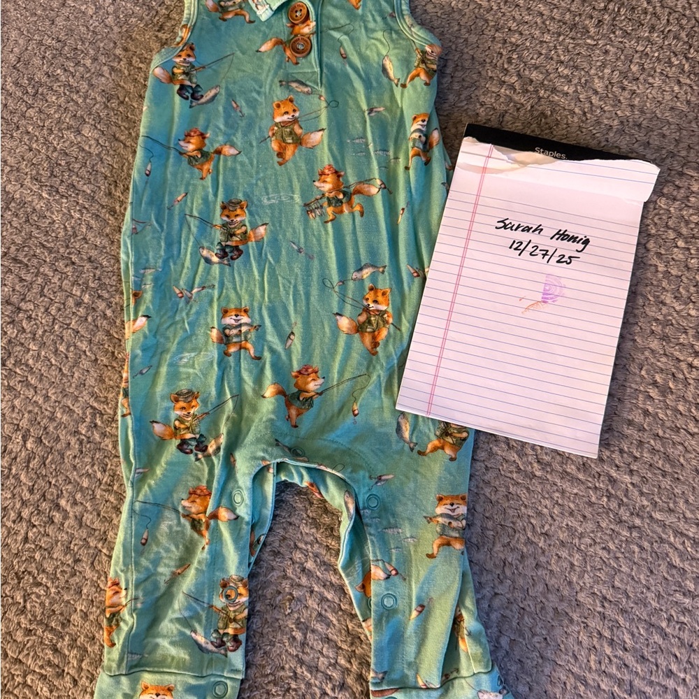 Posh Peanut Green Fox Print Bodysuit